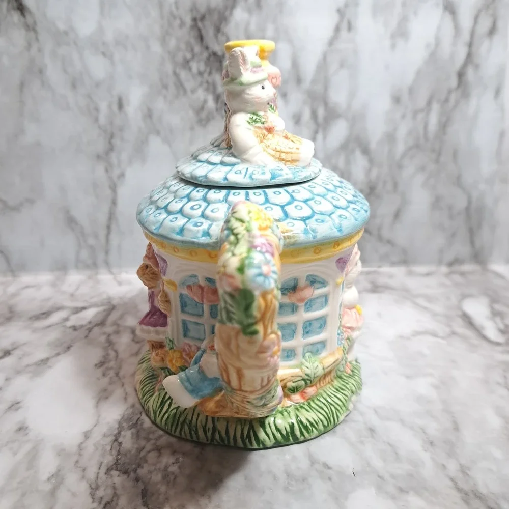 Mercuries 2002 Ceramic Garden Party Springtime Tea Pot Rabbit Easter Bunny‎